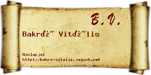Bakró Vitális névjegykártya